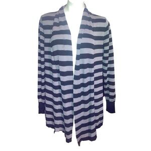 Olivia Sky Women’s Large Gray Striped Long Sleeve Open Cardigan Sweater